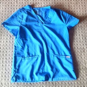 Figs Po 2678 Classic Cell Blue V-Neck Scrub Top Sizes Mediun And XS